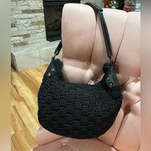 The Sak Crochet With Leather Handle Hobo Bag